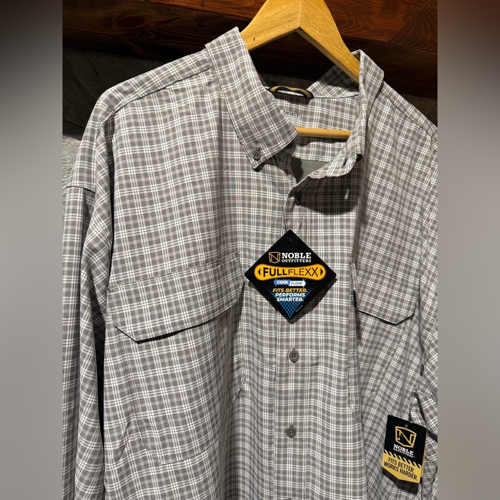 Men's 3XL Noble outfitters full flex Gray Plaid Shirt